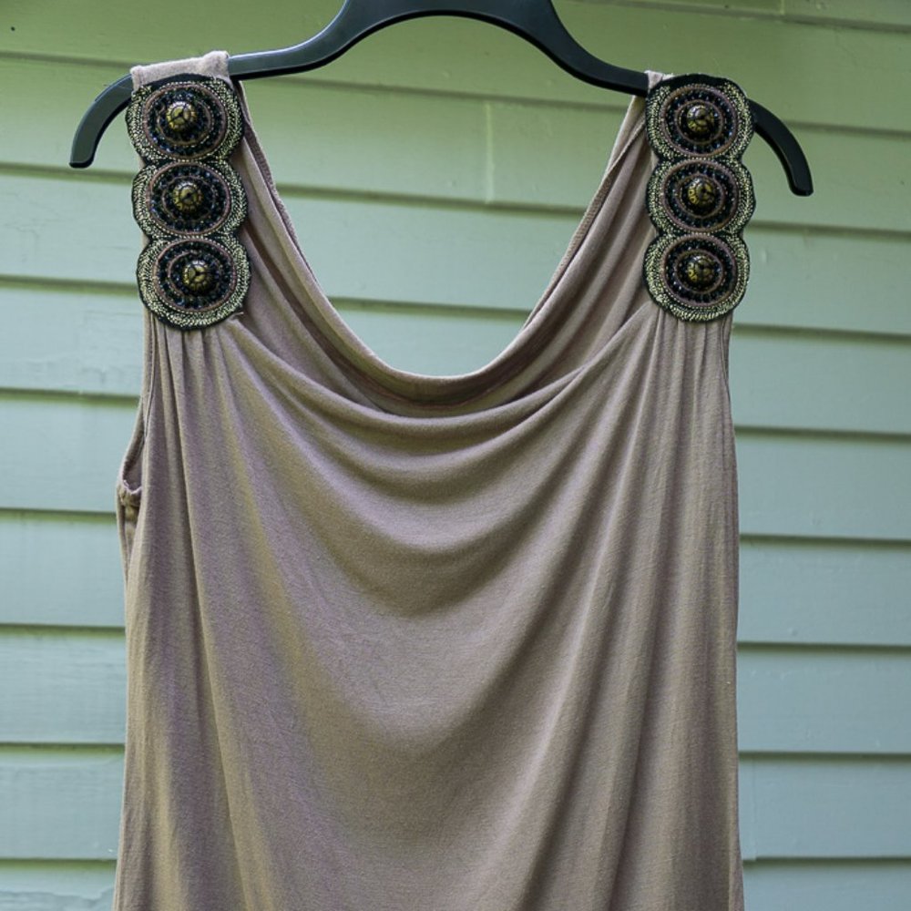 Gold Embroidered Going Out Top M Beaded
